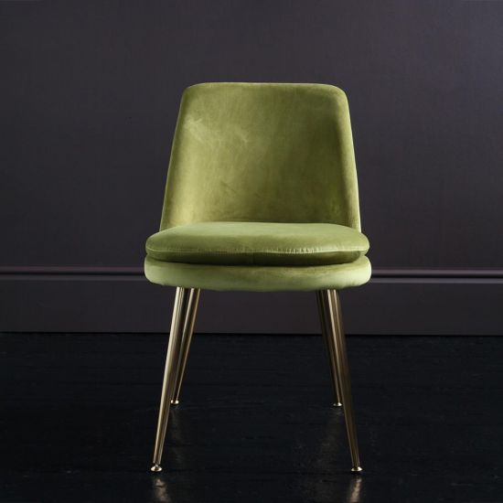 The Chelsea – Velvet Dining Chair – In Moss Green