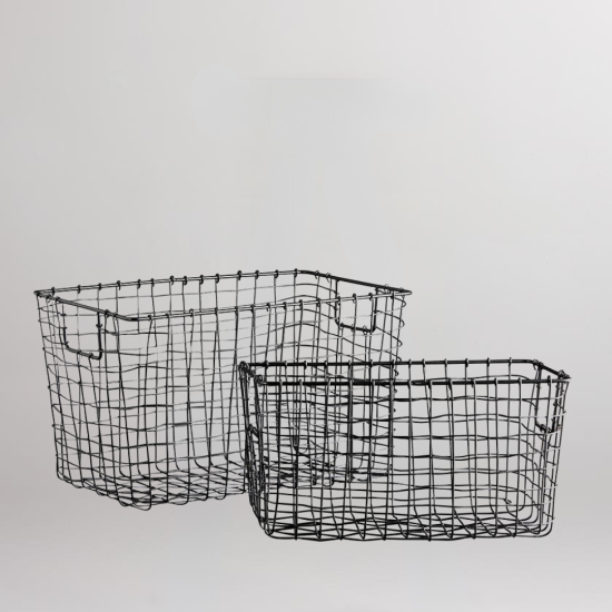Cheshire Storage Baskets - Black Wire Frame - Set of 2