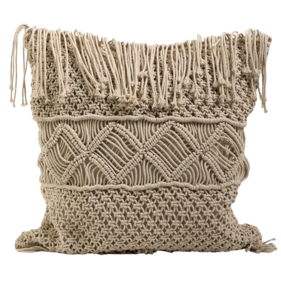 Ciara Square Cushion - Natural Macrame - Decorative Finish