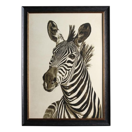 Framed Wall Art - A1 Oxford Slim Frame - Zebra Print Right Facing - 70 x 95cm