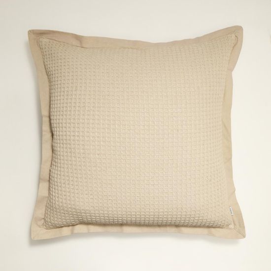 Portinax Square Cushion - Waffle Stone Cotton - Oxford Design - 65 x 65cm