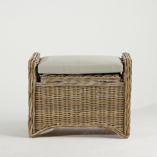 Kube Rattan Bench - Grey Cushion - 70cm