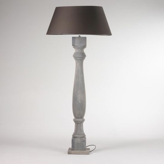 Shaftesbury Floor Lamp - Grey Light Shade - Grey Wash Wood Stand