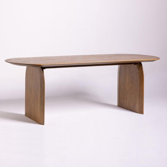 Korona Dining Table - Brown Stain Light Wash - Teak - 180cm