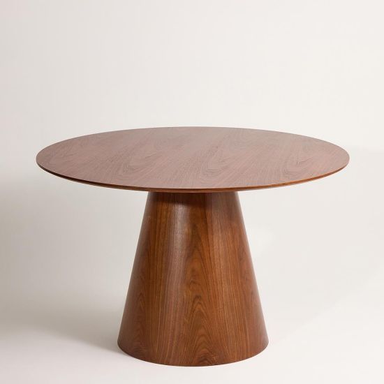 Hansen Pedestal Dining Table - Brown Wood Effect Round Top - 120cm x 75cm