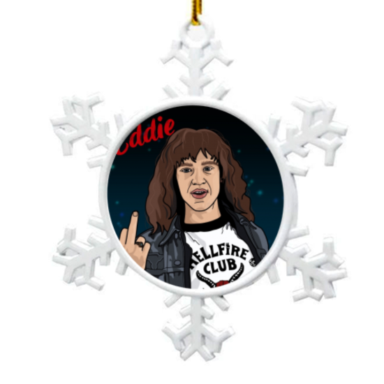 Novelty Christmas Decoration Bauble - White Snowflake - Stranger Things - Eddie
