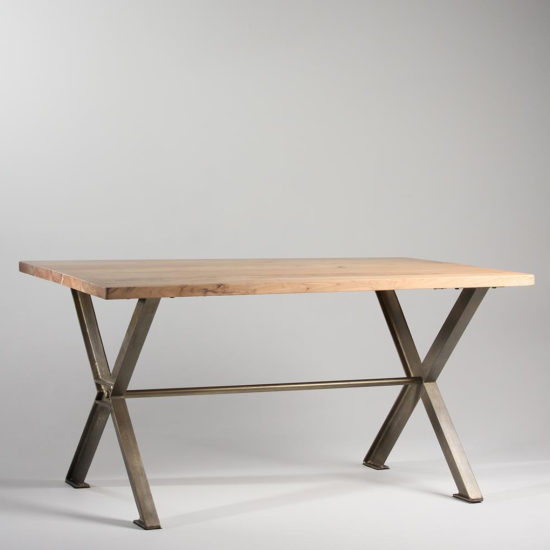 Girder Leg Dining Table - Straight Edge Top - Black Metal Base - 150 x 90cm