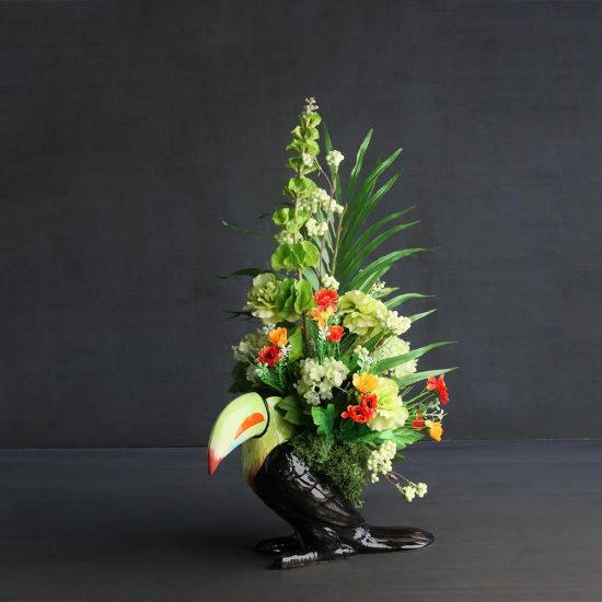 Felipe Toucan Planter - Black, Green and Read Ceramic - 22cm