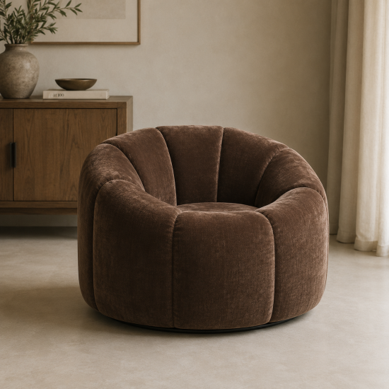 Morrissey Accent Chair - Treacle Brown Velvet Swivel Chair
