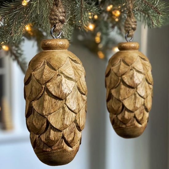 Christmas Decoration Bauble - Large Pine Cone - Rustic Natutal Look - 12cm