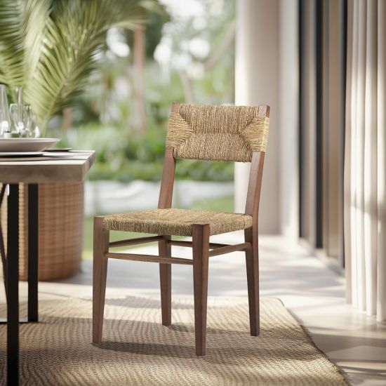 Finley Dining Chair - Natural Grass Rope Seat - Elm Frame