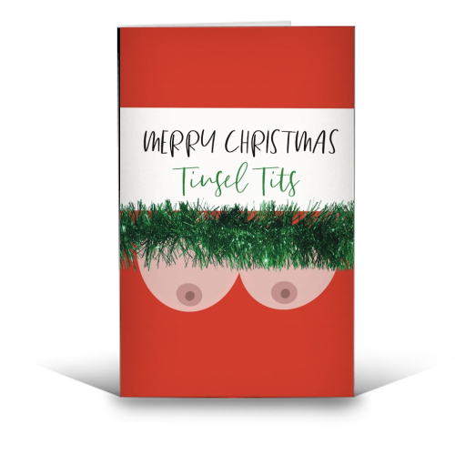 Merry Christmas Tinsel Tits Cheeky Greetings Card - A6 Portrait