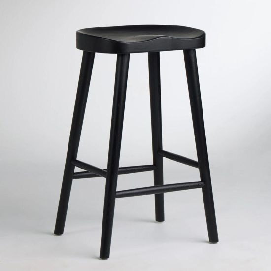 Shaker Stool Black Ash Counter 66cm Seat Height Solid Farmhouse Frame