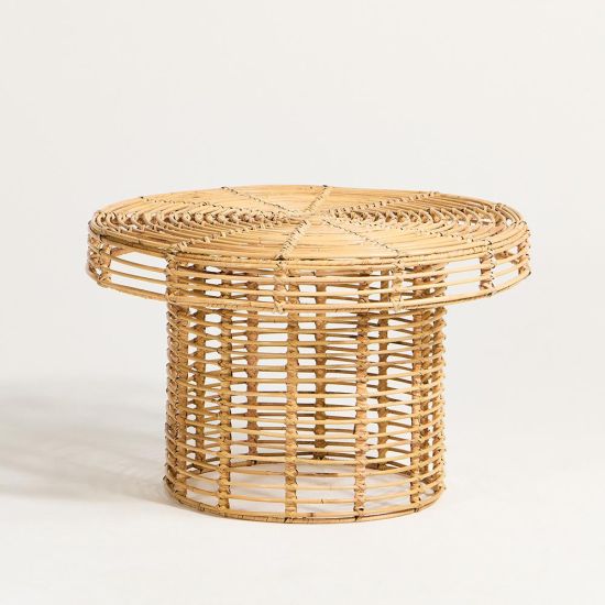 Jawit Coffee Table - Round Natural Cane Rattan - 70cm