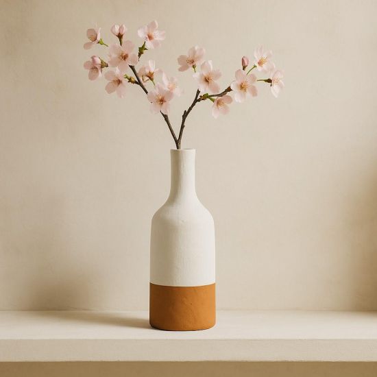 Hyacinth Bottle Vase - White Terracotta - 29cm
