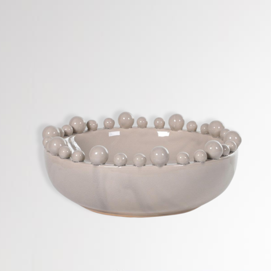 Zia Storage Bowl - Decorative Bobble Edged - Glaze Cream - 38cm