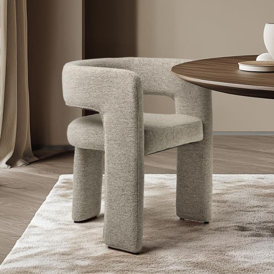 Duarte Dining Chair- Fully Upholstered Mocha Fabric - Three-legged Frame