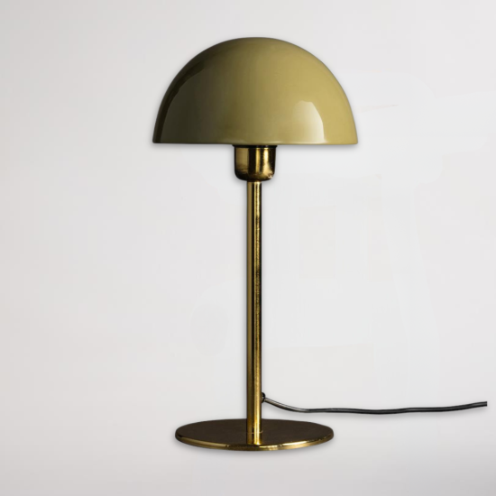 Cortez Table Lamp - Sage Enamel Dome Shade - Brass Metal Base - 40.5cm
