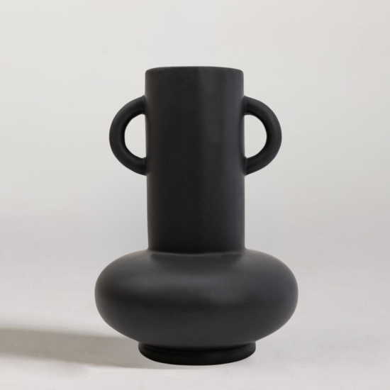 Kim Vase - Black Bulbous Shape - 25cm