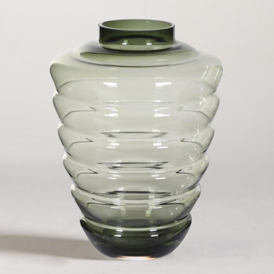 Ozma Vase - Green Smoked Hive Detail - 30cm