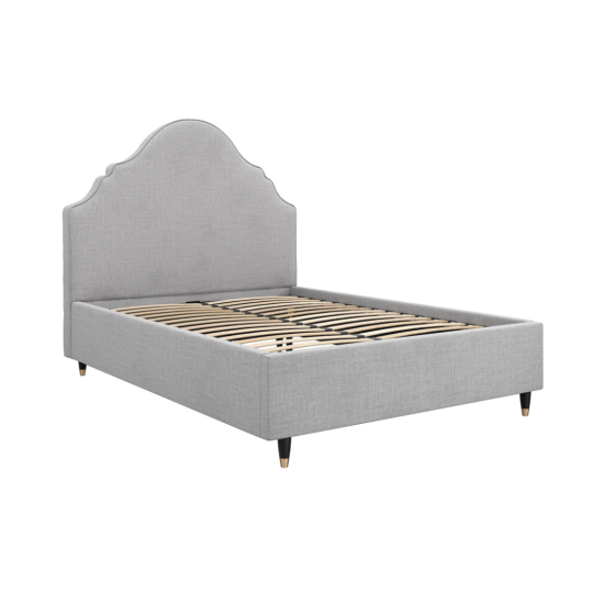 Esme King Size Bed Frame - Light Grey Upholstered Fabric - Padded Headboard
