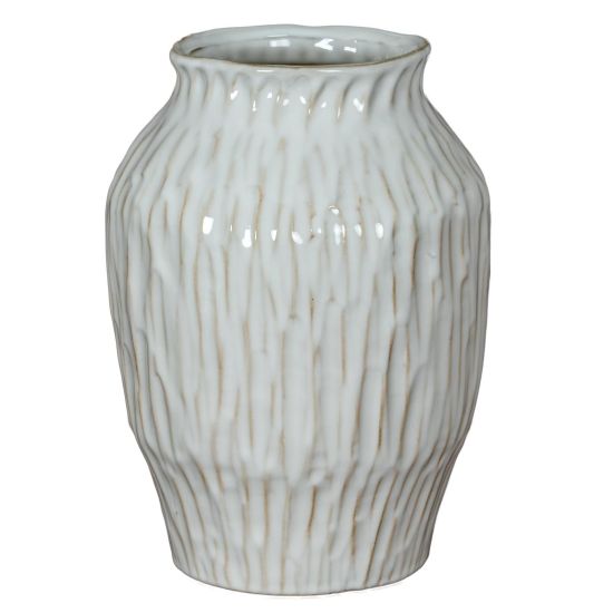 Numa Ople Vase - White Glaze Effect Ceramic - 27cm