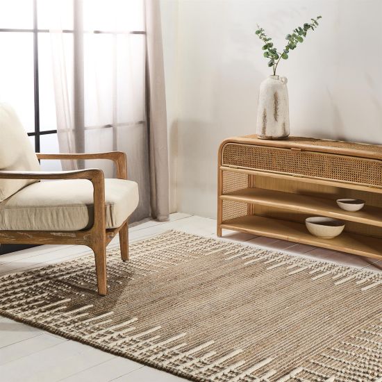 Kavan Rug - Brown and Natural Jute Cotton and Wool Rug - Size Options