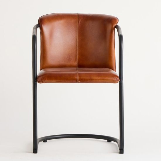 Deansgate Dining Chair - Tan Real Leather Seat - Back Base