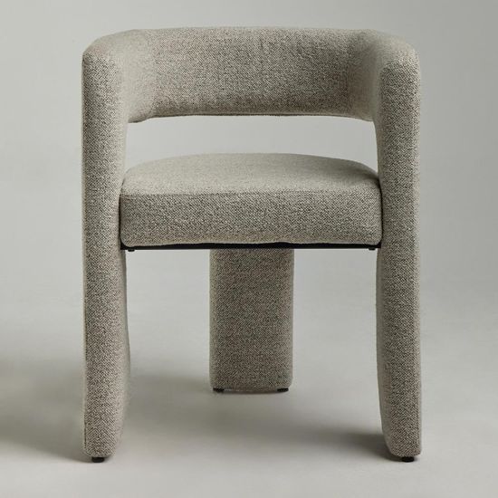 Duarte Dining Chair- Fully Upholstered Mocha Fabric - Three-legged Frame