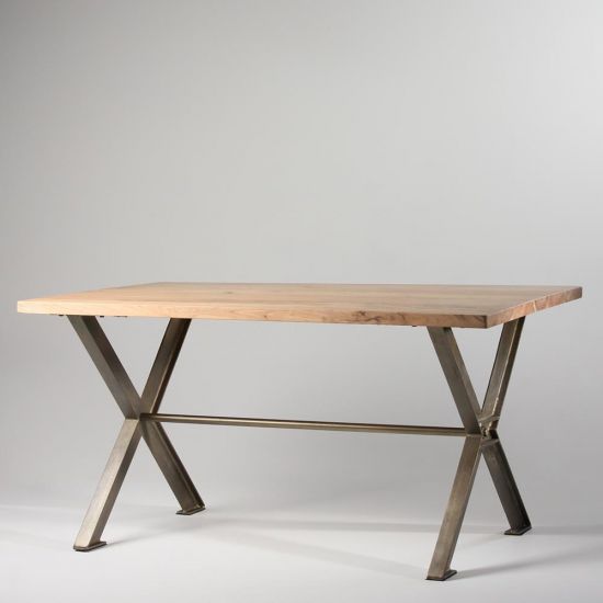 Girder Leg Dining Table - Straight Edge Top - Black Metal Base - 150 x 90cm
