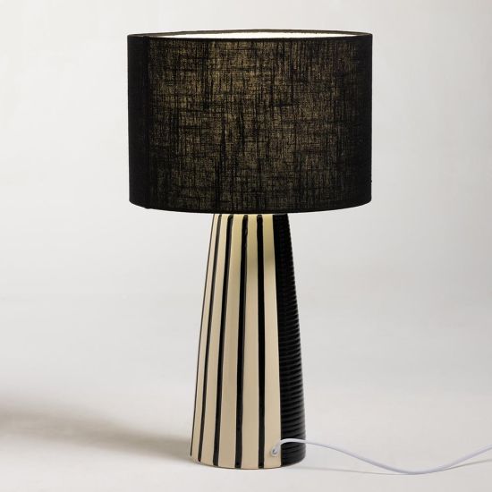 Deetz Table Lamp - Black Light Shade - Ceramic Base - 60cm