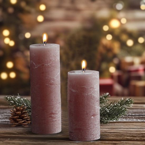 Rustic Pillar Candle - 10cm - 40 Hours Burn Time - Taupe