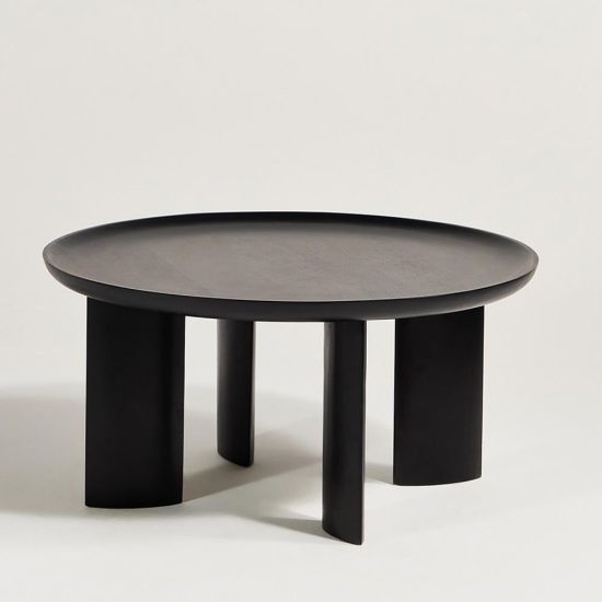 Forest Coffee Table - Round Top - Black Mango Wood Legs - 80cm