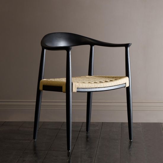 Kenny Dining Chair - Natural Triple Paper Coil Seat - Black Curved Frame