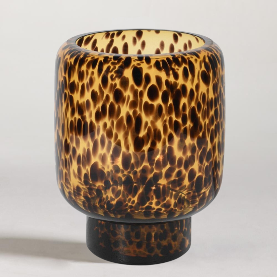 Geri Vase - Amber and Black Tortoise Shell Effect Glass - 25cm
