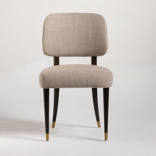 Granada Dining Chair - Light Brown Linen Fabric - Solid Dark Oak Frame