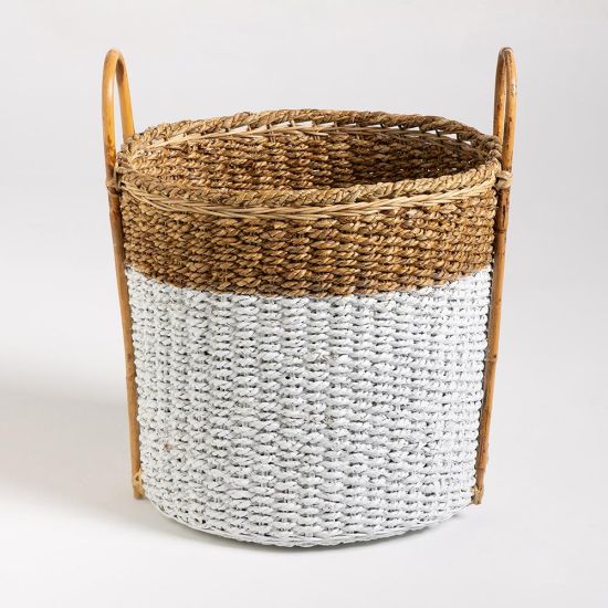 River Storage Basket - White & Natural Banana Twist - 66cm