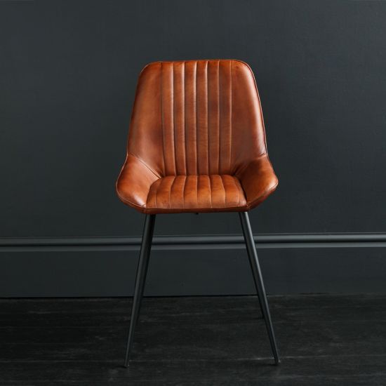 Brooklyn Dining Chair Tan Seat, Brooklyn Vintage Brown Leather Dining Chair