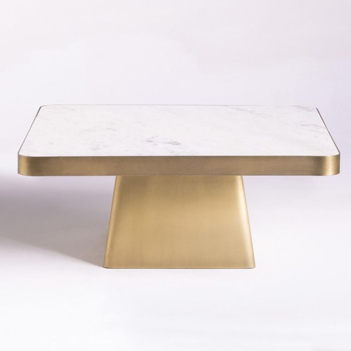 Marble coffee table store with brass base