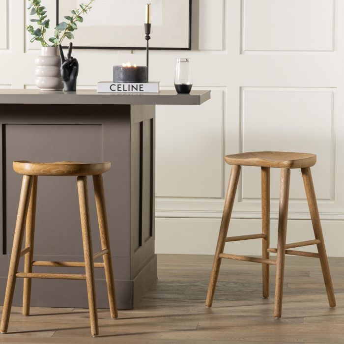 Farmhouse Bar Stool | Ashy Brown Oak - 75 | Where Saints Go