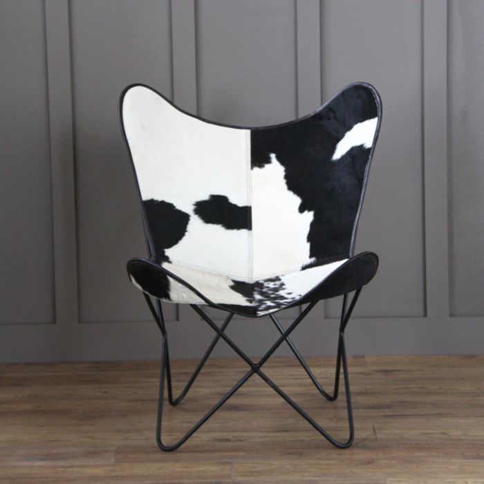 Butterfly Accent Chair Cow Hide Black