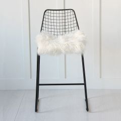 Black Wire Bar Stool with 100% Mongolian Fur Seat Pad