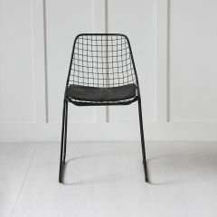 Black Wire Chair, Black Seat Pad