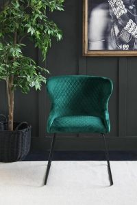 Casino Velvet Dining Chair – 70s Kitsch – Comfortable Dining Chair-Green