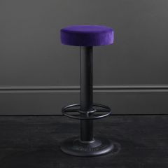 Pole Bar Stool - Royal Purple Velvet - Black Base - 70