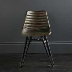 Gansevoort Dining Chair - Olive Green Ribbed - Black Base