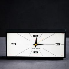 Mantel Desk Clock Rectangle Acrylic Mid Century Black Cream 28 x 13.4 cm