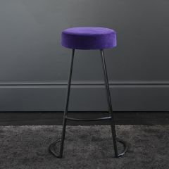 Tapas Velvet Cocktail Bar Stools - Royal Purple Velvet Seat - Black base - 67cm