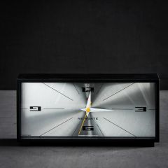 Mantel Desk Clock Rectangle Acrylic Mid Century Black Sliver 28 x 13.4 cm