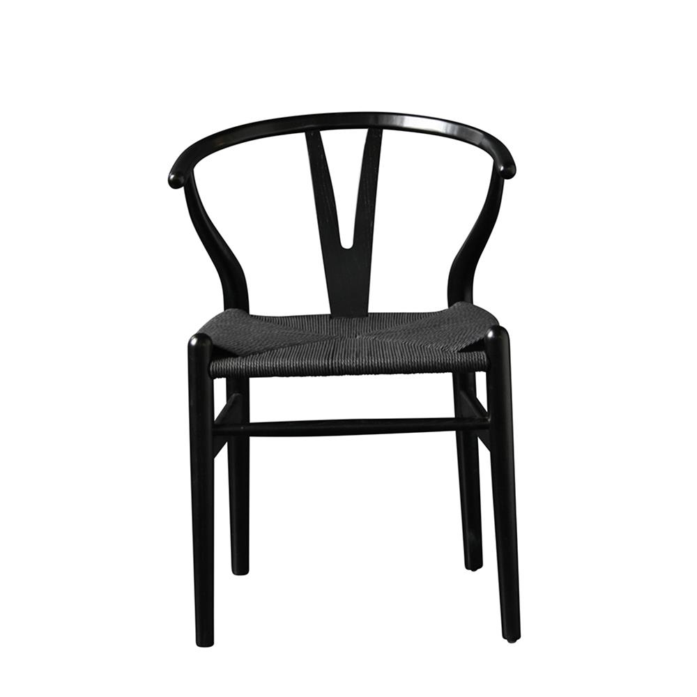 Mid-Century Scandi Dining Chair - Black Ash Frame - Black Seat